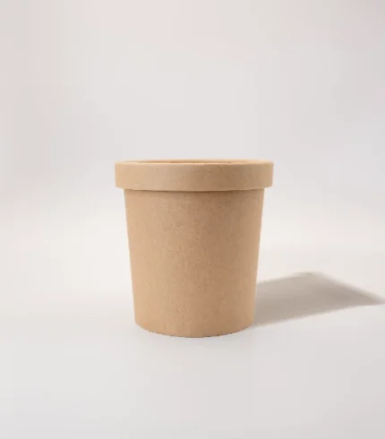 "Eco-friendly brown paper container on a white background, showcasing sustainable packaging solutions from www.jcpackagingdubai.com."