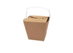 "Eco-friendly kraft square takeaway box with handle from www.jcpackagingdubai.com for convenient packaging."