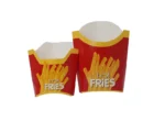 "Two sizes of Falcon's red and yellow french fries packaging side by side, spotlighting scalable options at www.jcpackagingdubai.com"