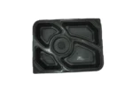 "Elegant black plastic container with multiple compartments, perfect for meal segmentation from www.jcpackagingdubai.com."