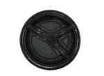 "Round black microwave container with three compartments, combining convenience with elegance from www.jcpackagingdubai.com."