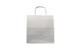 "White paper shopping bag with twine handles, offering a blend of simplicity and sophistication from www.jcpackagingdubai.com."