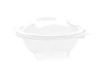 "Clear hinged salad bowl with flower design from JC Packaging Dubai"