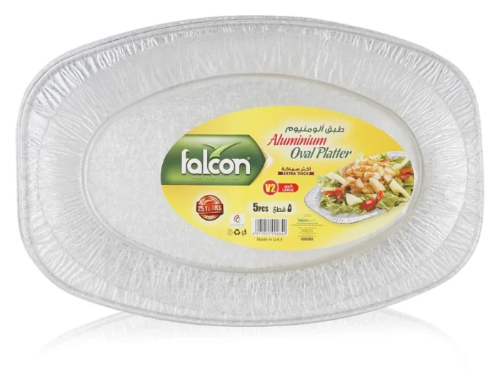 "Falcon aluminium oval platter packaging from JC Packaging Dubai"