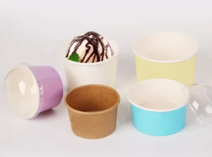 "Assorted Falcon ice cream cups with lids from JC Packaging Dubai"