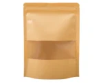 "Brown kraft stand-up pouch with clear window from JC Packaging Dubai"